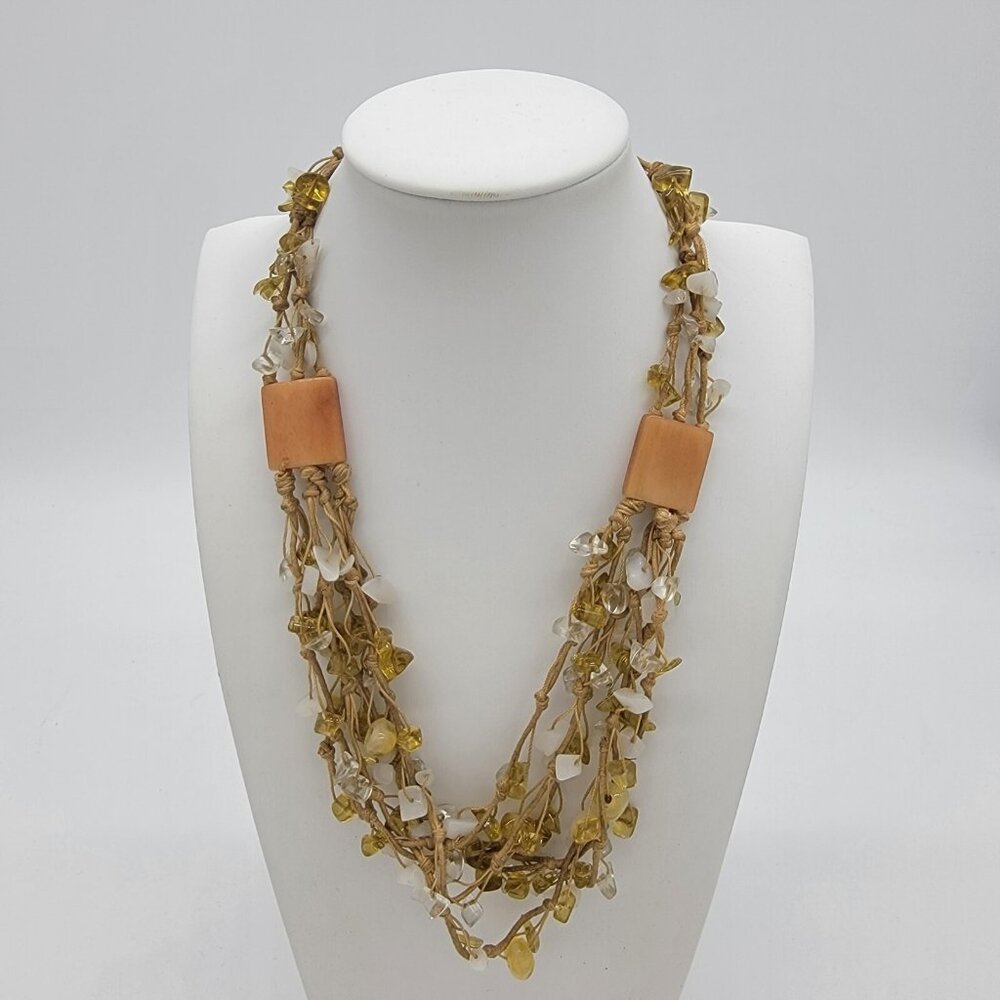 Vintage‎ Mixed Bead Beaded Twine Cluster Necklace